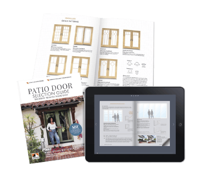 patio door selection guide brochure with ipad view and printed versions
