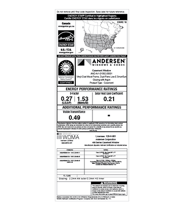 NFRC Energy Efficiency Label