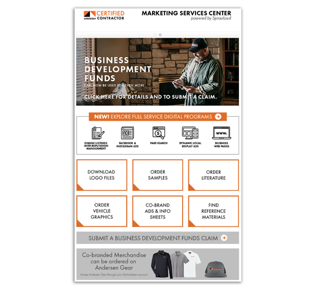 screenshot image of product sample portal for certified contractors