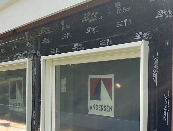 exposed newly installed window with proper weather protection.