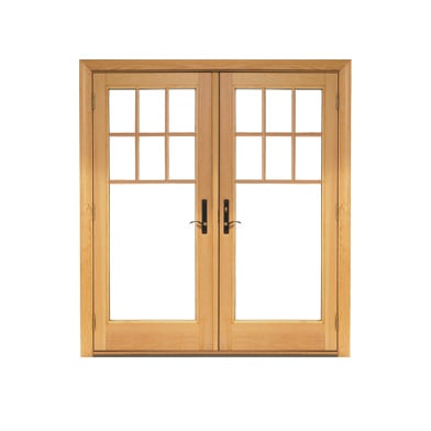 illustration of andersen wood hinged patio door with grilles