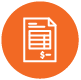 icon in orange circle of invoice illustration