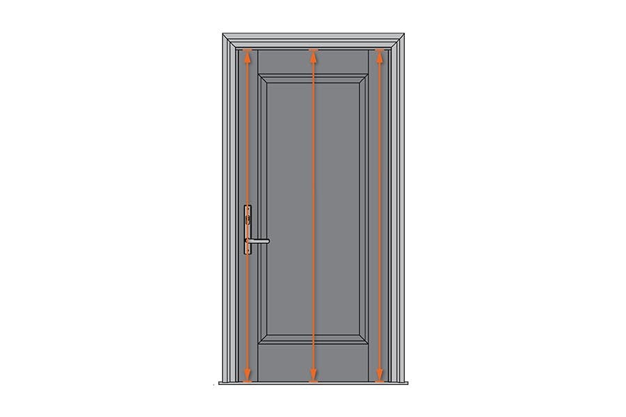 An illustration of a front door showing where to measure the panel height. 