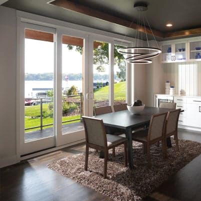 view of dining room with andersen multi slide patio door